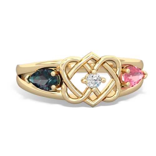 alexandrite-pink sapphire double heart ring