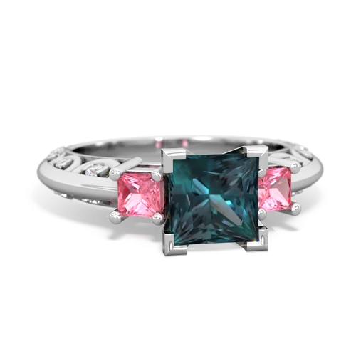 Lab Alexandrite Lab Created Alexandrite with Lab Created Pink Sapphire and Genuine Aquamarine Art Deco ring Ring