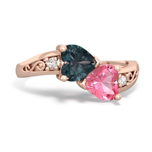 alexandrite-pink sapphire filligree ring