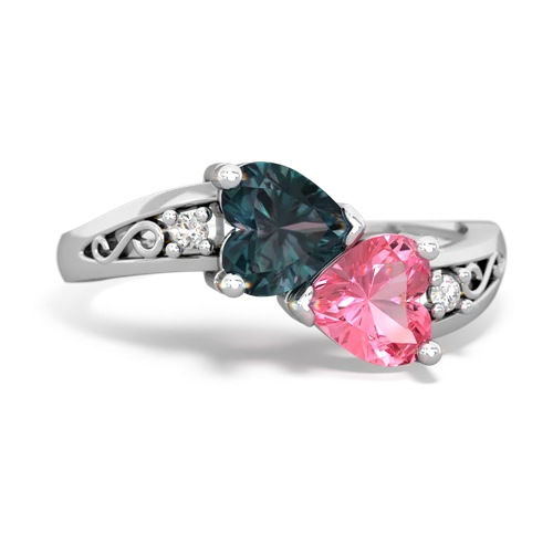 alexandrite-pink sapphire filligree ring