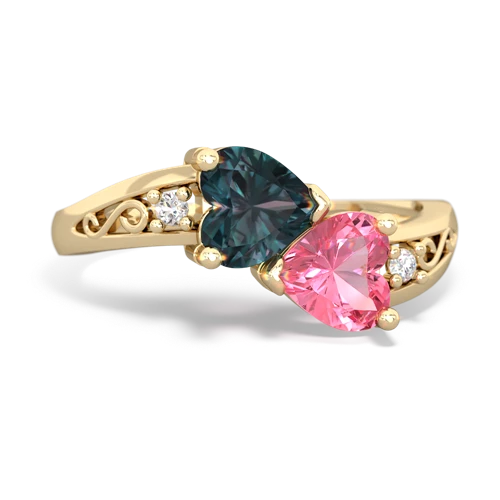 alexandrite-pink sapphire filligree ring