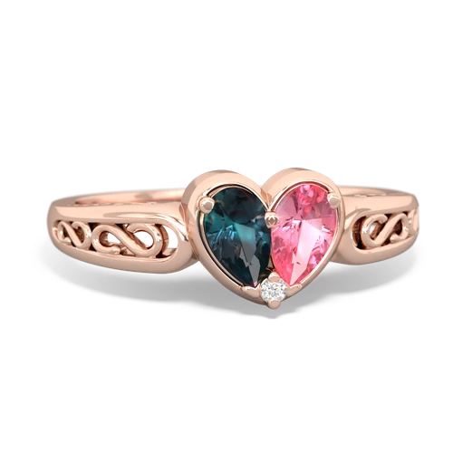 alexandrite-pink sapphire filligree ring