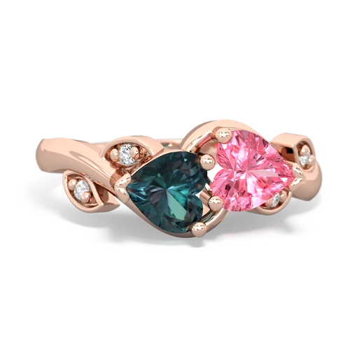alexandrite-pink sapphire floral keepsake ring