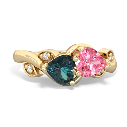 alexandrite-pink sapphire floral keepsake ring