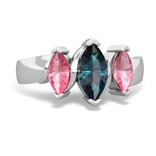 Lab Alexandrite Lab Created Alexandrite with Lab Created Pink Sapphire and Genuine Swiss Blue Topaz Three Peeks ring Ring