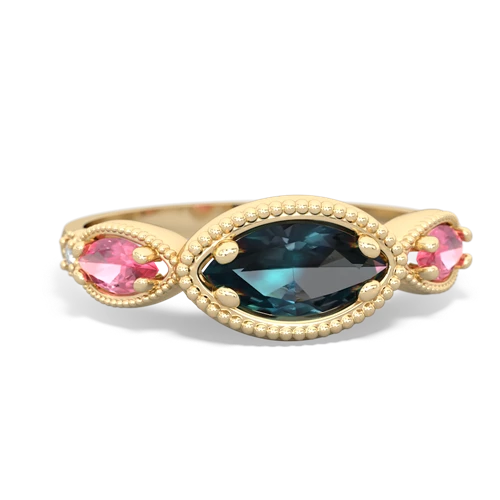 Lab Alexandrite Lab Created Alexandrite with Lab Created Pink Sapphire and Genuine Swiss Blue Topaz Antique Style Keepsake ring Ring