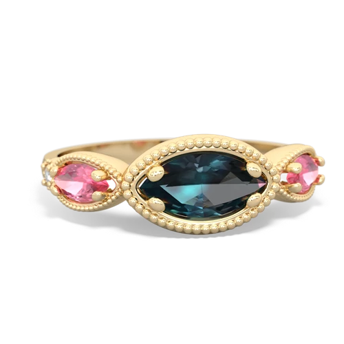 alexandrite-pink sapphire milgrain marquise ring