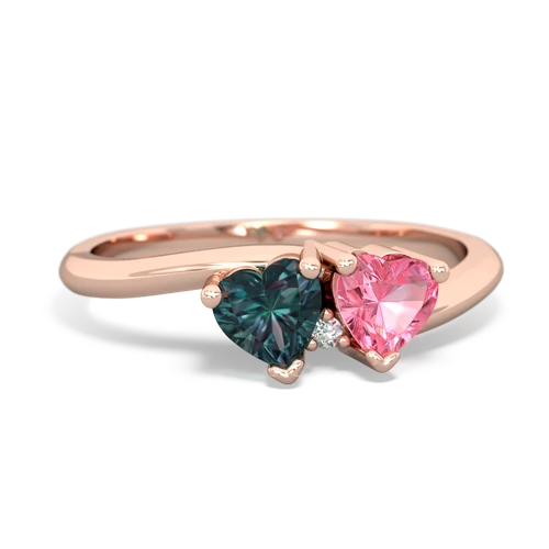 alexandrite-pink sapphire sweethearts promise ring