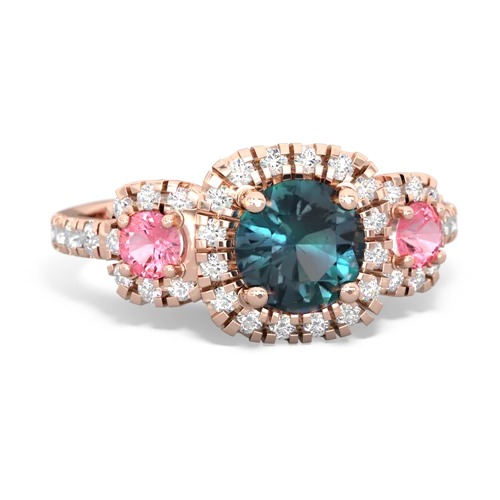 alexandrite-pink sapphire three stone regal ring