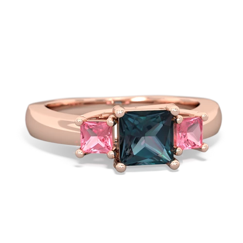 Lab Alexandrite Lab Created Alexandrite with Lab Created Pink Sapphire and Genuine Swiss Blue Topaz Three Stone Trellis ring Ring