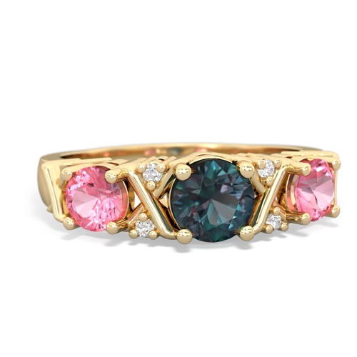 Lab Alexandrite Lab Created Alexandrite with Lab Created Pink Sapphire and Genuine Garnet Hugs and Kisses ring Ring
