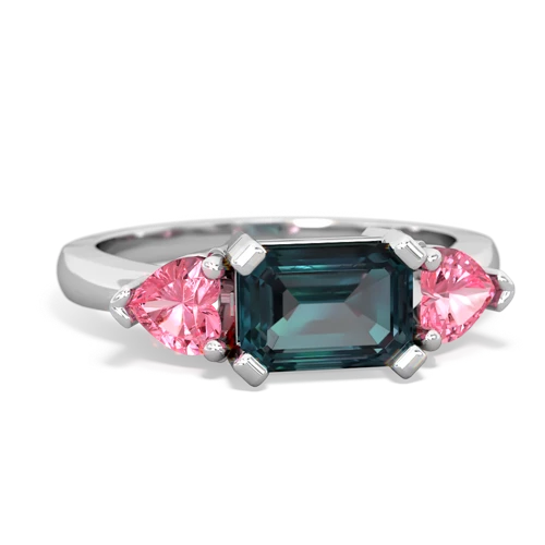 Lab Alexandrite Lab Created Alexandrite with Lab Created Pink Sapphire and Genuine Swiss Blue Topaz Three Stone ring Ring