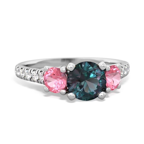 Lab Alexandrite Lab Created Alexandrite with Lab Created Pink Sapphire and Genuine Aquamarine Pave Trellis ring Ring