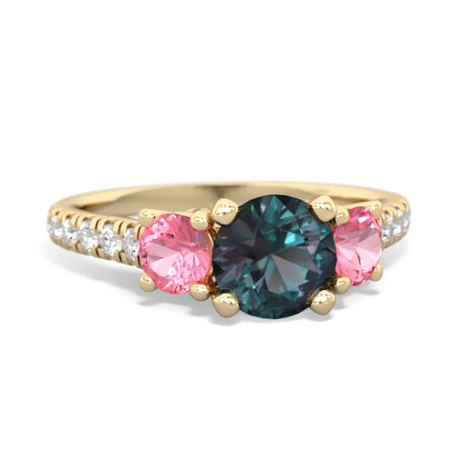 alexandrite-pink sapphire trellis pave ring