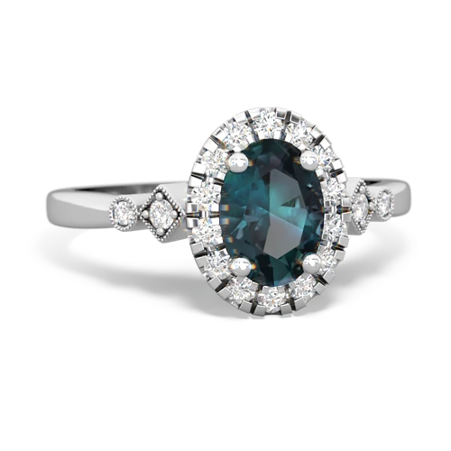Lab Alexandrite Antique-style Halo Lab Created Alexandrite ring Ring