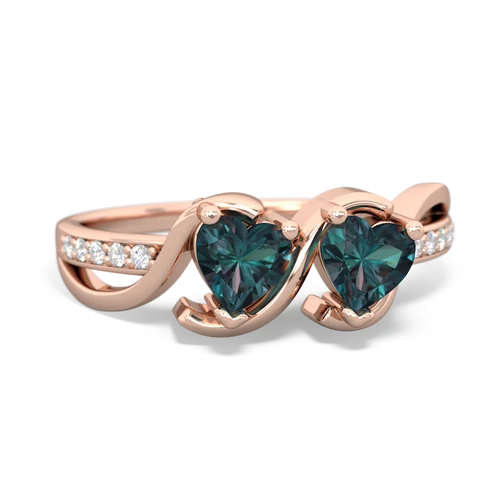 alexandrite double heart ring