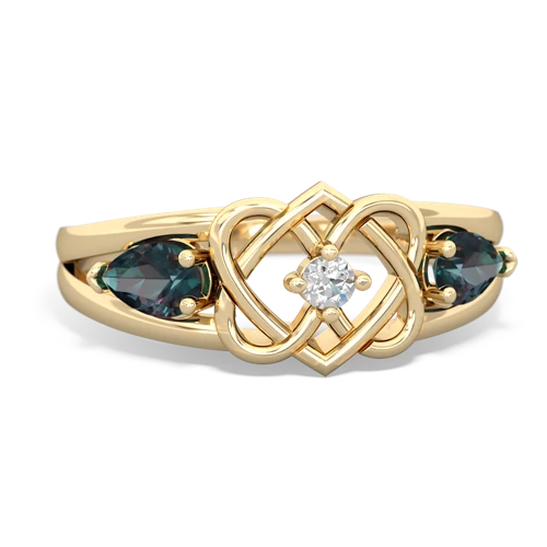 alexandrite double heart ring