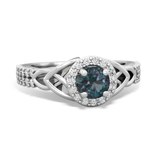 Lab Alexandrite Celtic Knot Halo Lab Created Alexandrite ring Ring