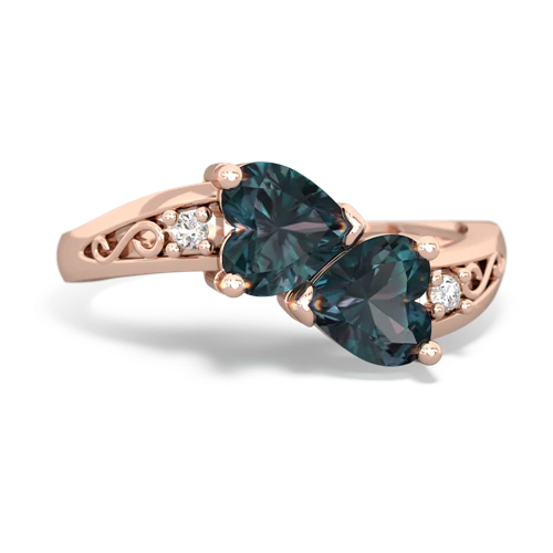 Lab Alexandrite Snuggling Hearts Lab Created Alexandrite ring Ring