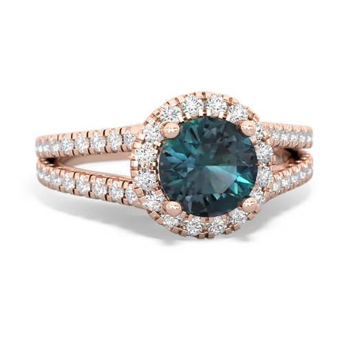 alexandrite halo pave ring