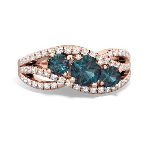 alexandrite three stone pave ring