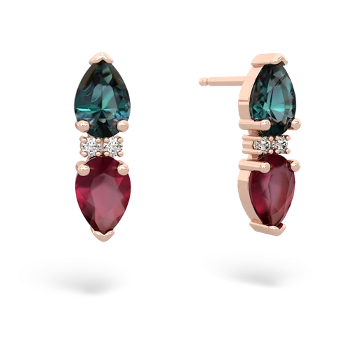 alexandrite-ruby bowtie earrings