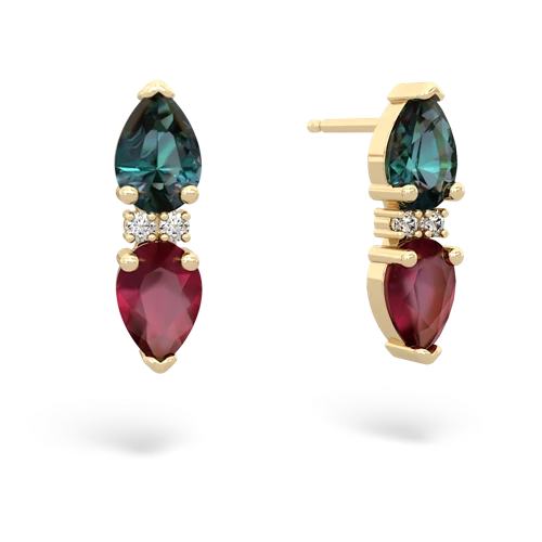 alexandrite-ruby bowtie earrings
