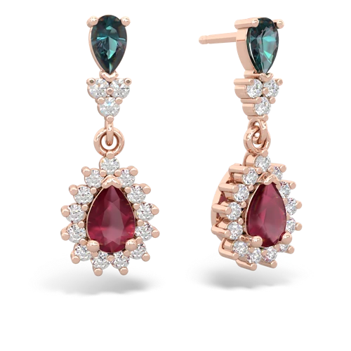 alexandrite-ruby dangle earrings
