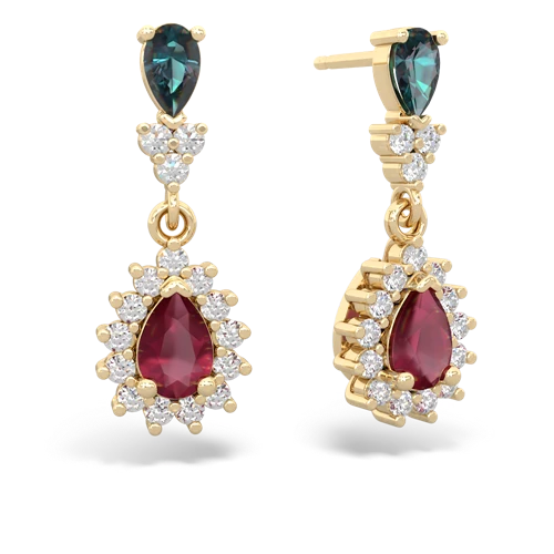 alexandrite-ruby dangle earrings