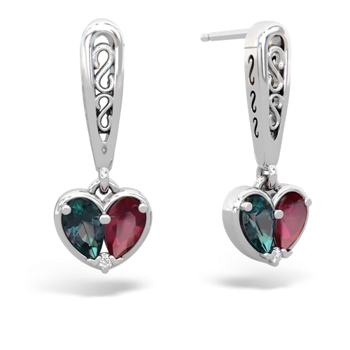 alexandrite-ruby filligree earrings