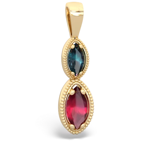 Lab Alexandrite Lab Created Alexandrite with Genuine Ruby Antique-style Halo pendant Pendant