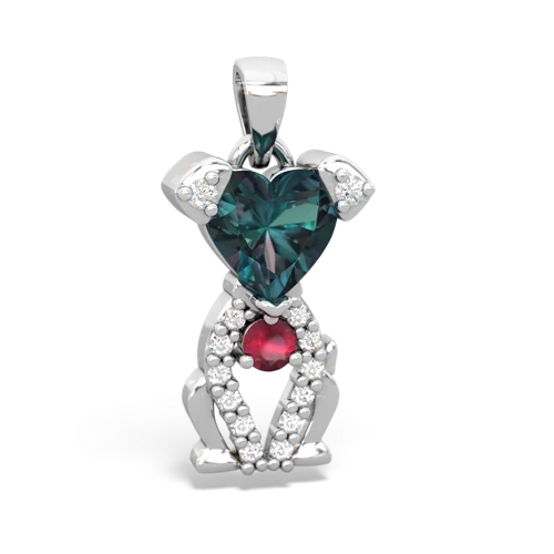 alexandrite-ruby birthstone puppy pendant