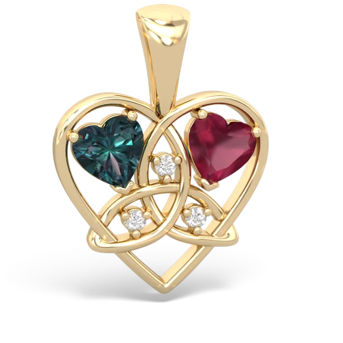 Lab Alexandrite Lab Created Alexandrite with Genuine Ruby Celtic Trinity Heart pendant Pendant