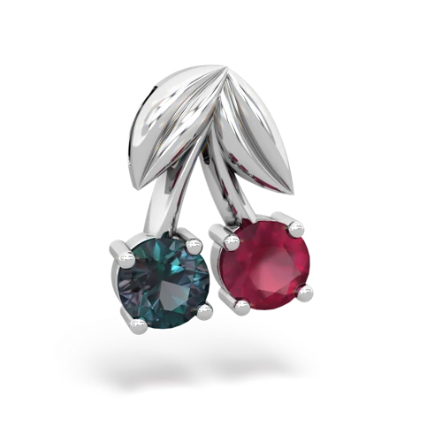 alexandrite-ruby cherries pendant