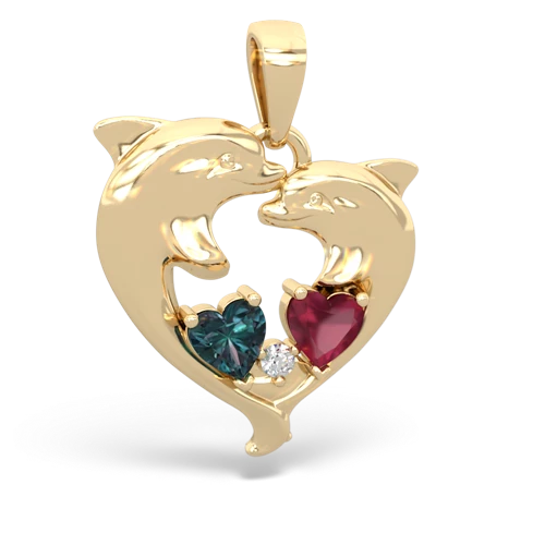 alexandrite-ruby dolphins pendant