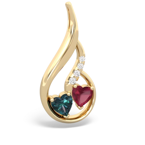 alexandrite-ruby keepsake swirl pendant