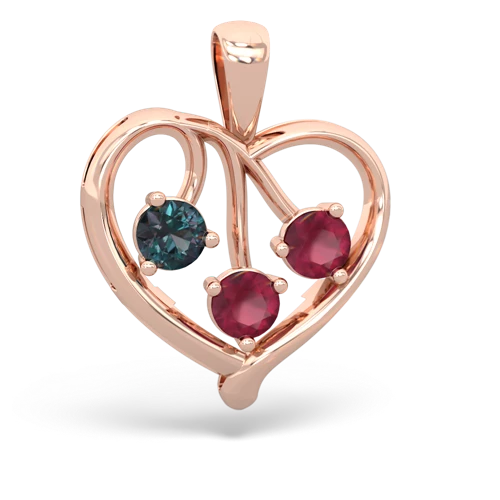 Lab Alexandrite Lab Created Alexandrite with Genuine Ruby and  Glowing Heart pendant Pendant