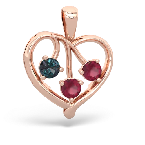 alexandrite-ruby love heart pendant