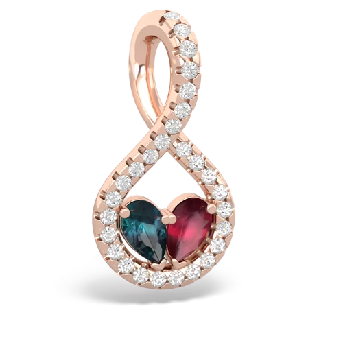 alexandrite-ruby pave twist pendant