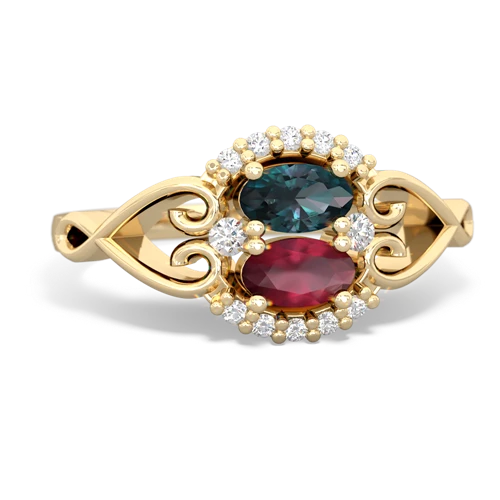Lab Alexandrite Lab Created Alexandrite with Genuine Ruby Love Nest ring Ring