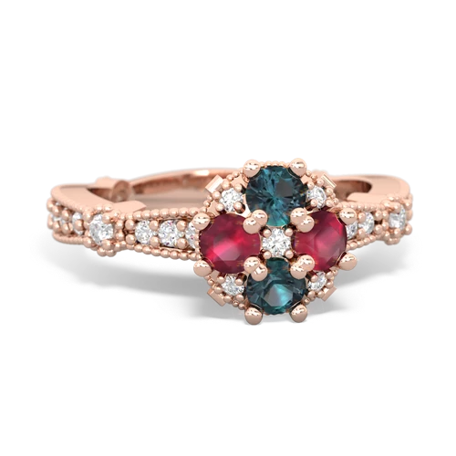 alexandrite-ruby art deco engagement ring