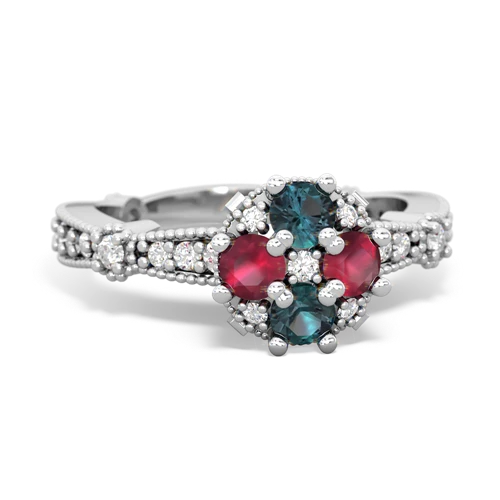 alexandrite-ruby art deco engagement ring