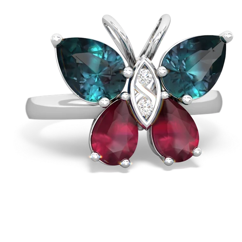 alexandrite-ruby butterfly ring