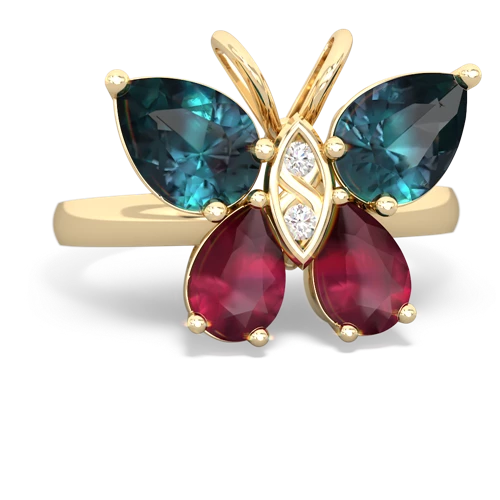 alexandrite-ruby butterfly ring