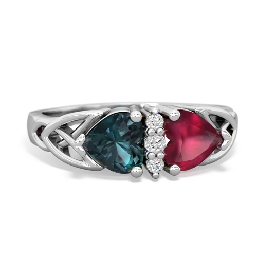 Lab Alexandrite Lab Created Alexandrite with Genuine Ruby Celtic Trinity Knot ring Ring