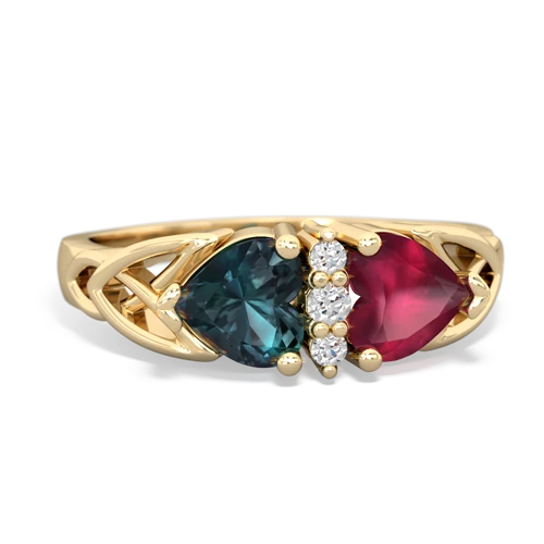 alexandrite-ruby celtic ring