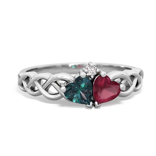 alexandrite-ruby celtic braid ring