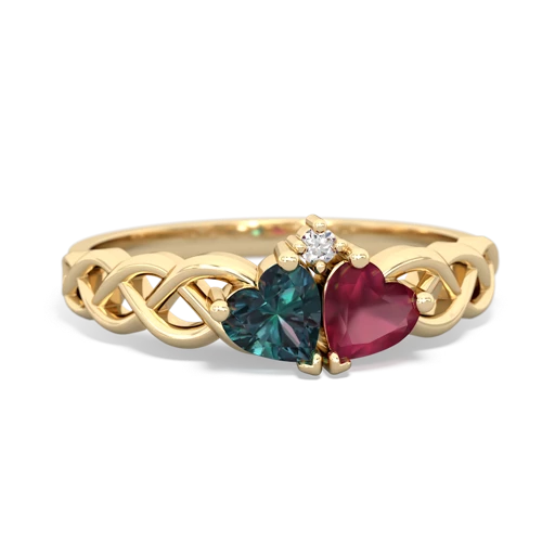 alexandrite-ruby celtic braid ring