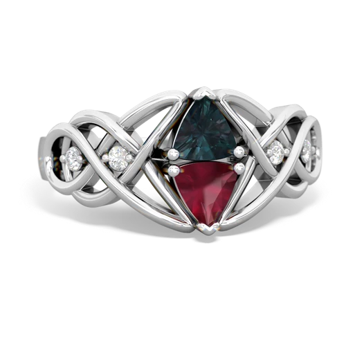 alexandrite-ruby celtic knot ring