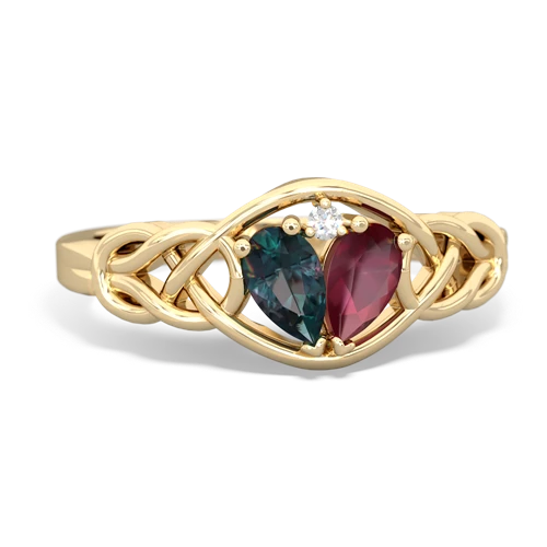 Lab Alexandrite Lab Created Alexandrite with Genuine Ruby Celtic Love Knot ring Ring